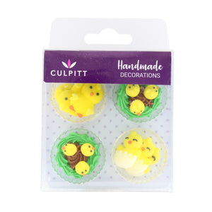 Easter Chicks Sugar Cake Decorations - 10 Pack