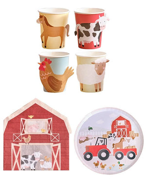 Farm Animal Friends Party Tableware Pack for 8 Guests