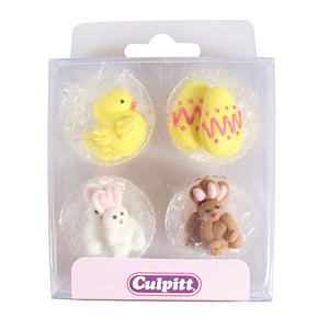 Chick, Egg and Rabbit Sugar Pipings - 12 pack