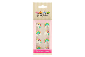 Unicorn & Rainbow Sugar Decorations - Funcakes - 8 PK