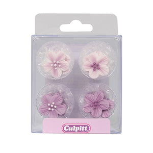 Lilac Flower Sugar Toppers - 12 Pack