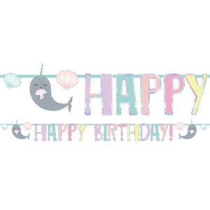 Narwhal Happy Birthday Banner