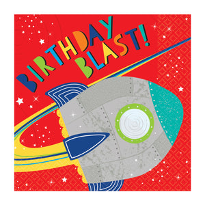 Paper Party Lunch Napkins 33cm - 16 pack : Blast Off Birthday by Amscan