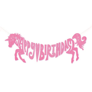 I believe in Unicorns Giant Pink Happy Birthday Unicorn Garland - 1.5 metre