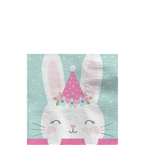 Birthday Bunny Hat Napkins  - 16 Pk