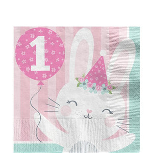 Birthday Bunny 1st Birthday Napkins  - 16 Pk