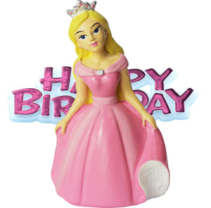 Princess Resin Cake Topper & Pink Happy Birthday Motto