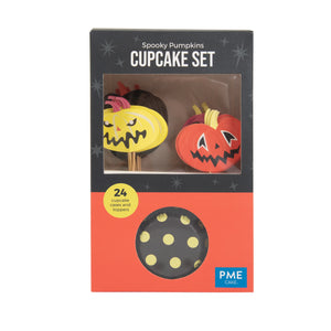 PME Spooky Halloween Pumpkins Cupcake Set (24 CASES AND TOPPERS)