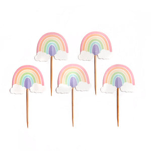 Pastel Rainbow Cupcake Toppers - 12PK