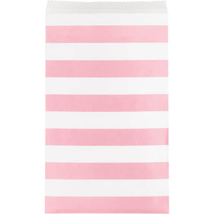 Medium Striped Paper Treat Bags Classic Pink