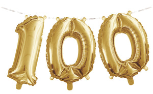 Number "100" Balloon Banner with Ribbon