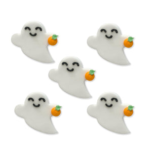 Halloween Cake Toppers Ghost with Pumpkin Sugarcraft Toppers - 5pk