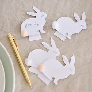 Easter Bunny Place Cards with Pom Pom Tails