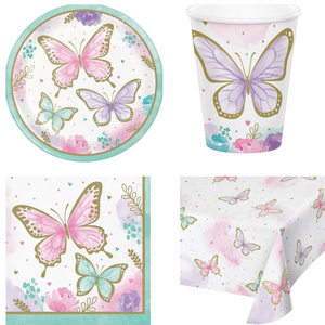 Butterfly Shimmer Party Tableware Set  - 8 Guests