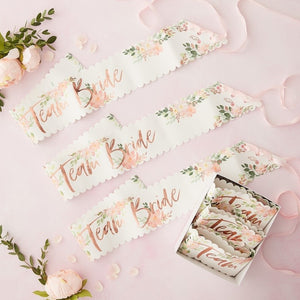 Team Bride Hen Sashes 6 Pack - Floral Hen Range by Ginger Ray