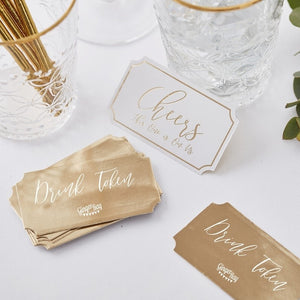 Gold Wedding Drink Tokens - Gold Wedding Range by Ginger Ray