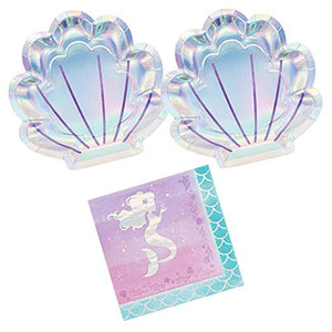 Mermaid Shine Plates & Napkin Pack - 16 guests