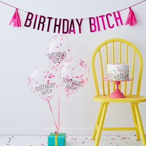 Birthday Bi@tch Pink Balloons & Bunting Pack - Naughty Party Range by Ginger Ray
