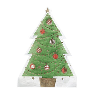 Gold Foiled Tree Shaped Paper Napkins - Novelty Christmas