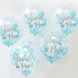 About To Pop Blue Confetti Balloons