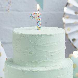Polka Dot Birthday Candle - Number 9