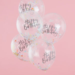 Happy Birthday Confetti Balloons - Pastel Party Range by Ginger Ray