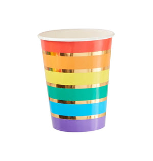Rainbow & Gold Foiled Paper Party Cups - Over the Rainbow Range by Ginger Ray