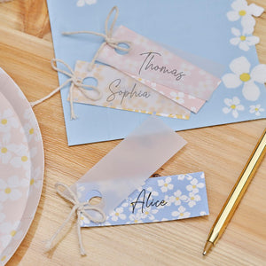 Hello Spring Floral Place Cards with Vellum Paper