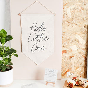 Hello Little One Canvas Sign with Notes by Hootyballoo