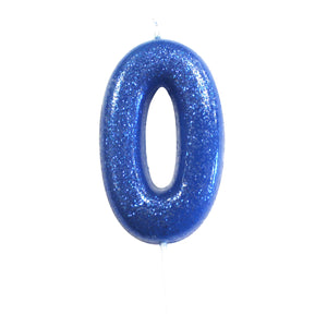 Blue Glitter Number Candles