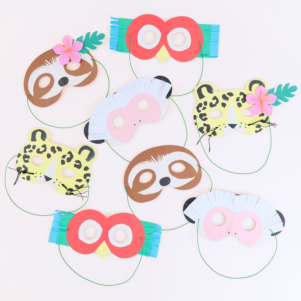 Jungle Jamboree Party Masks - 8 Pack