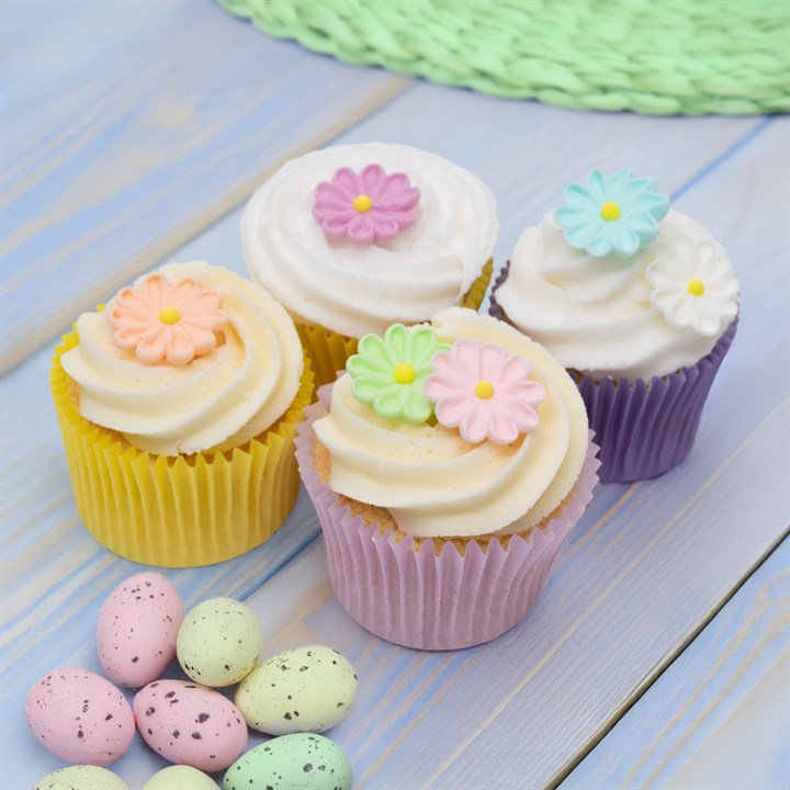 Stef Chef Pastel Sugar Daisy Cake Toppers - 24 Pack