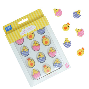 EASTER EDIBLE SUGAR DECORATIONS - EASTER CHICKS, SET OF 12