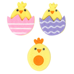 EASTER EDIBLE SUGAR DECORATIONS - EASTER CHICKS, SET OF 12