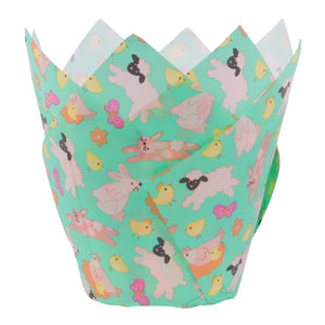 EASTER TULIP MUFFIN CASES - EASTER ANIMALS, SET OF 24