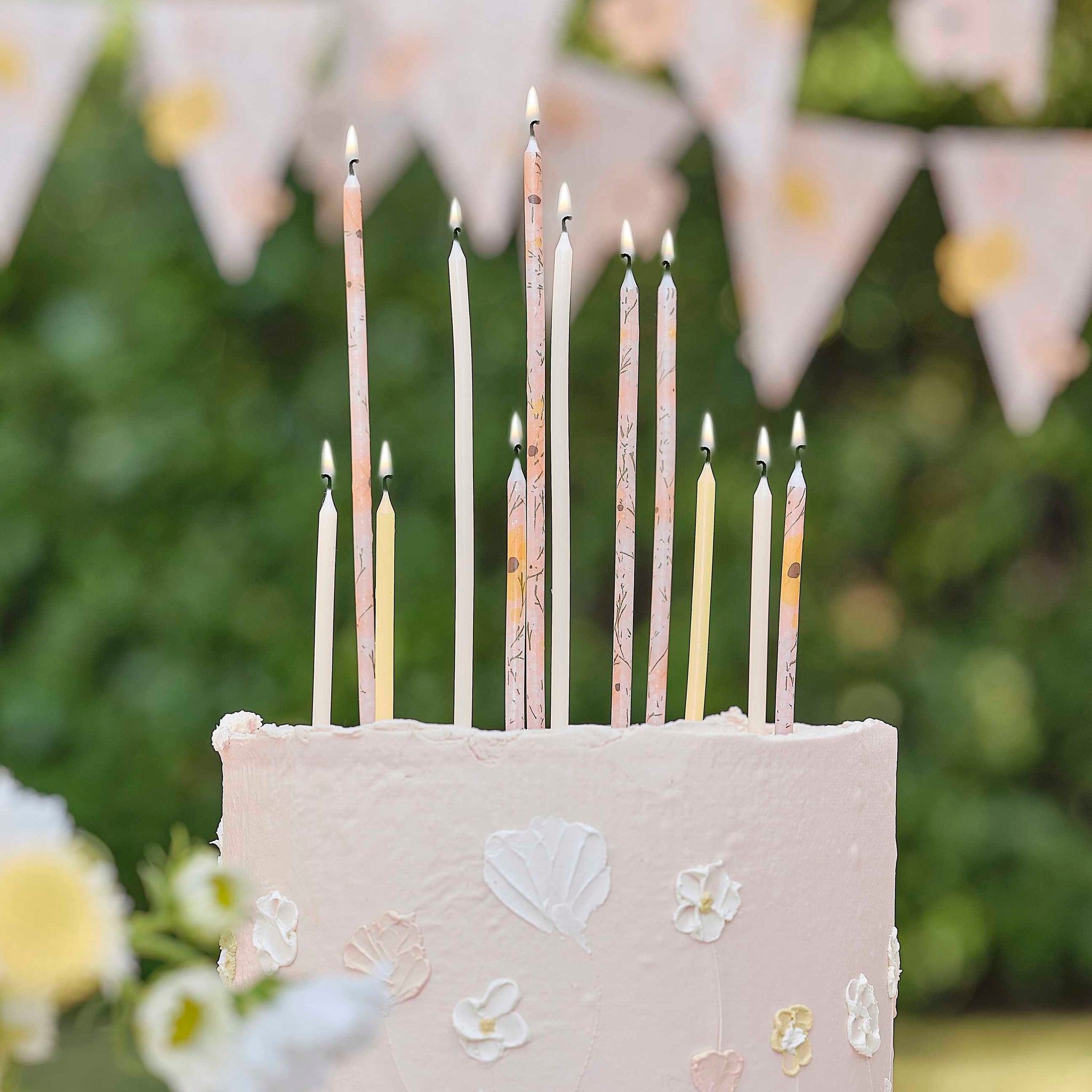 Tall Floral Birthday Cake Candles