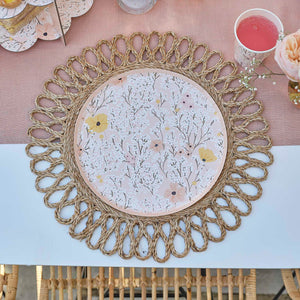 Pink Floral Paper Plates