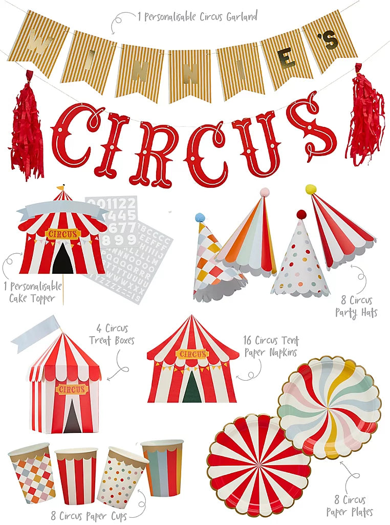 Circus Time Deluxe Party Bundle - perfect for 8 Guests