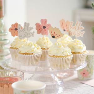 Floral Baby Shower Cupcake Toppers