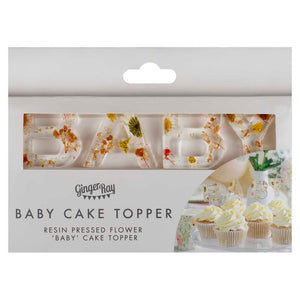 Pressed Flower Baby Shower Cake Topper