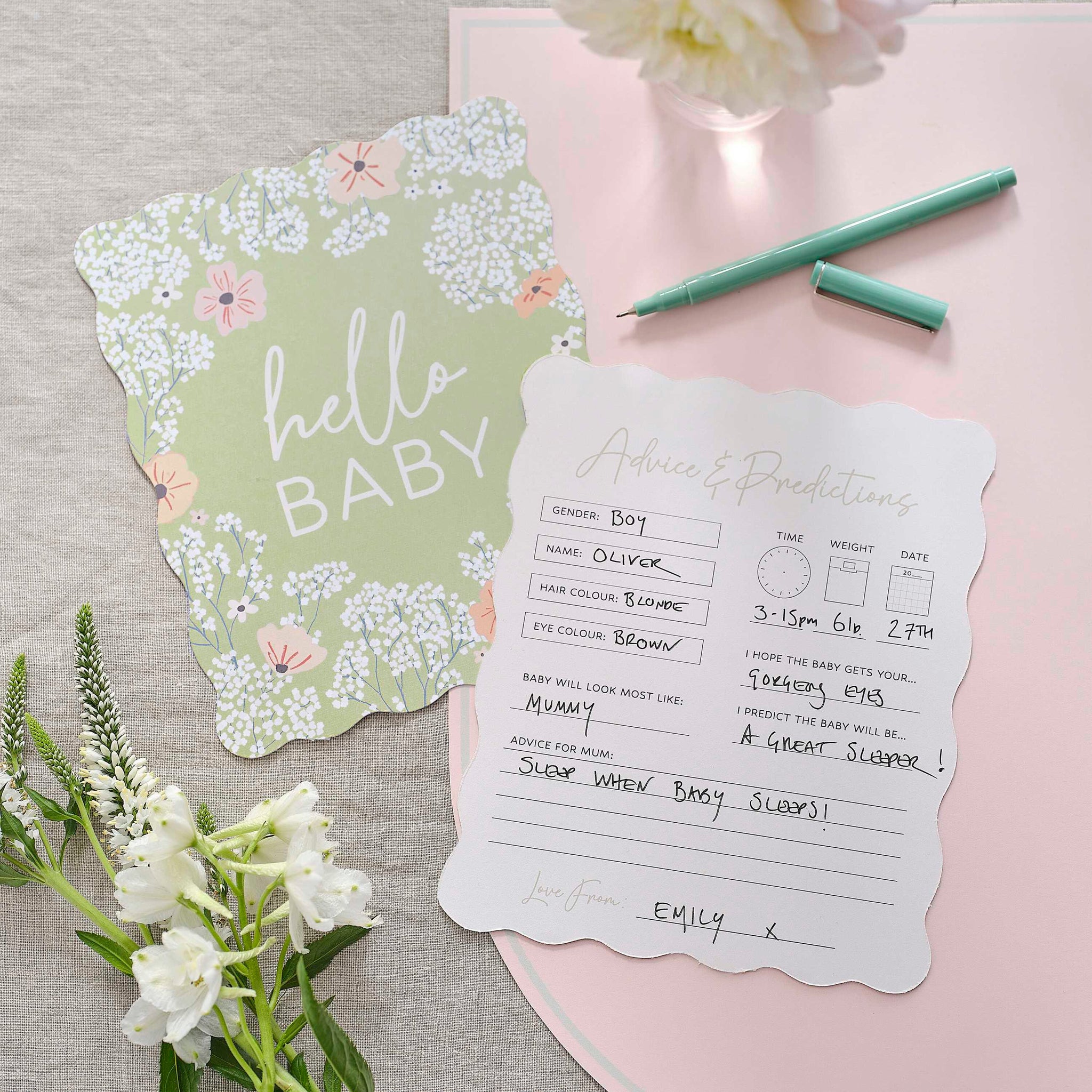 Floral Baby Shower Advice Cards