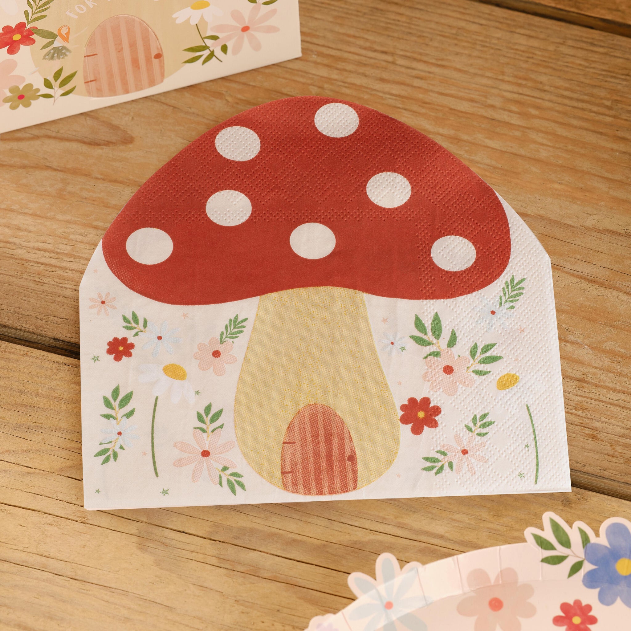 Fairy Toadstool Shaped Paper Napkins - 16 PK