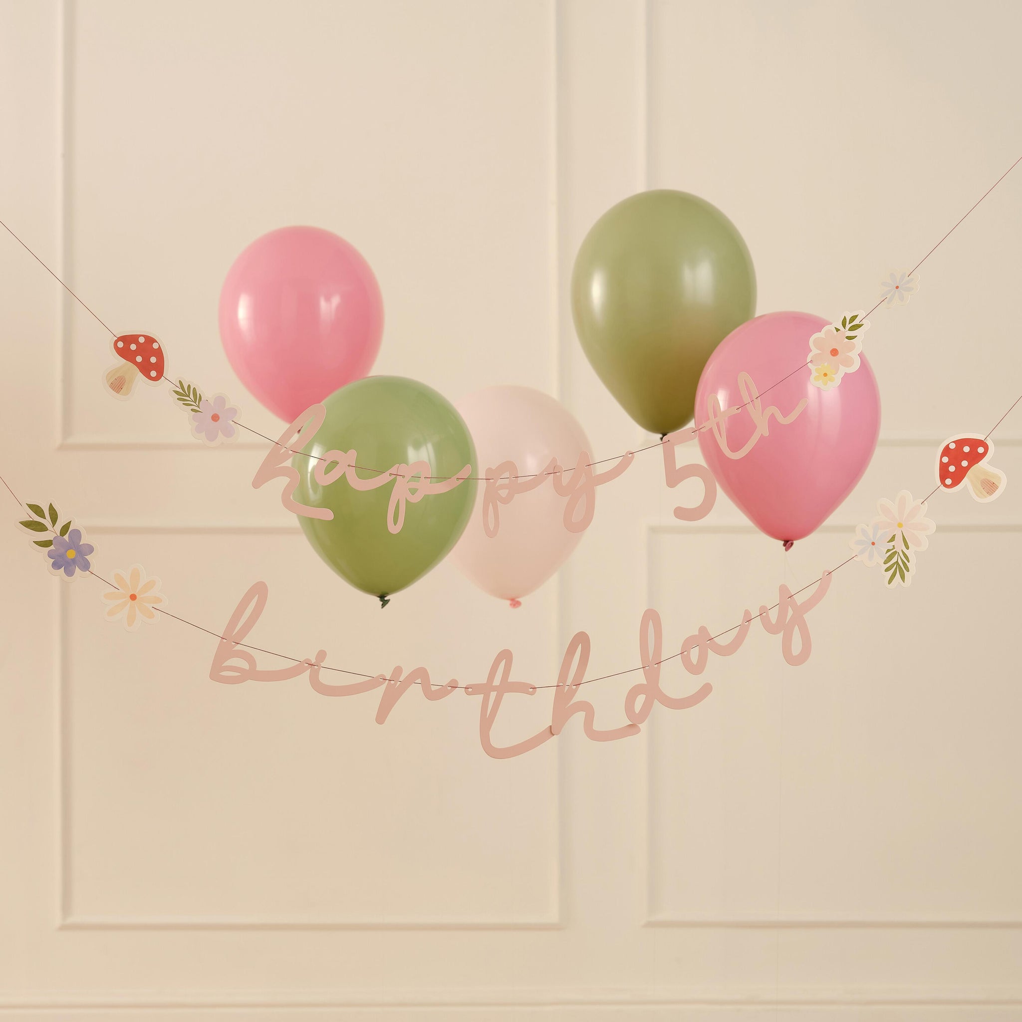 Fairy Garden Party Customisable Age Floral Birthday Bunting