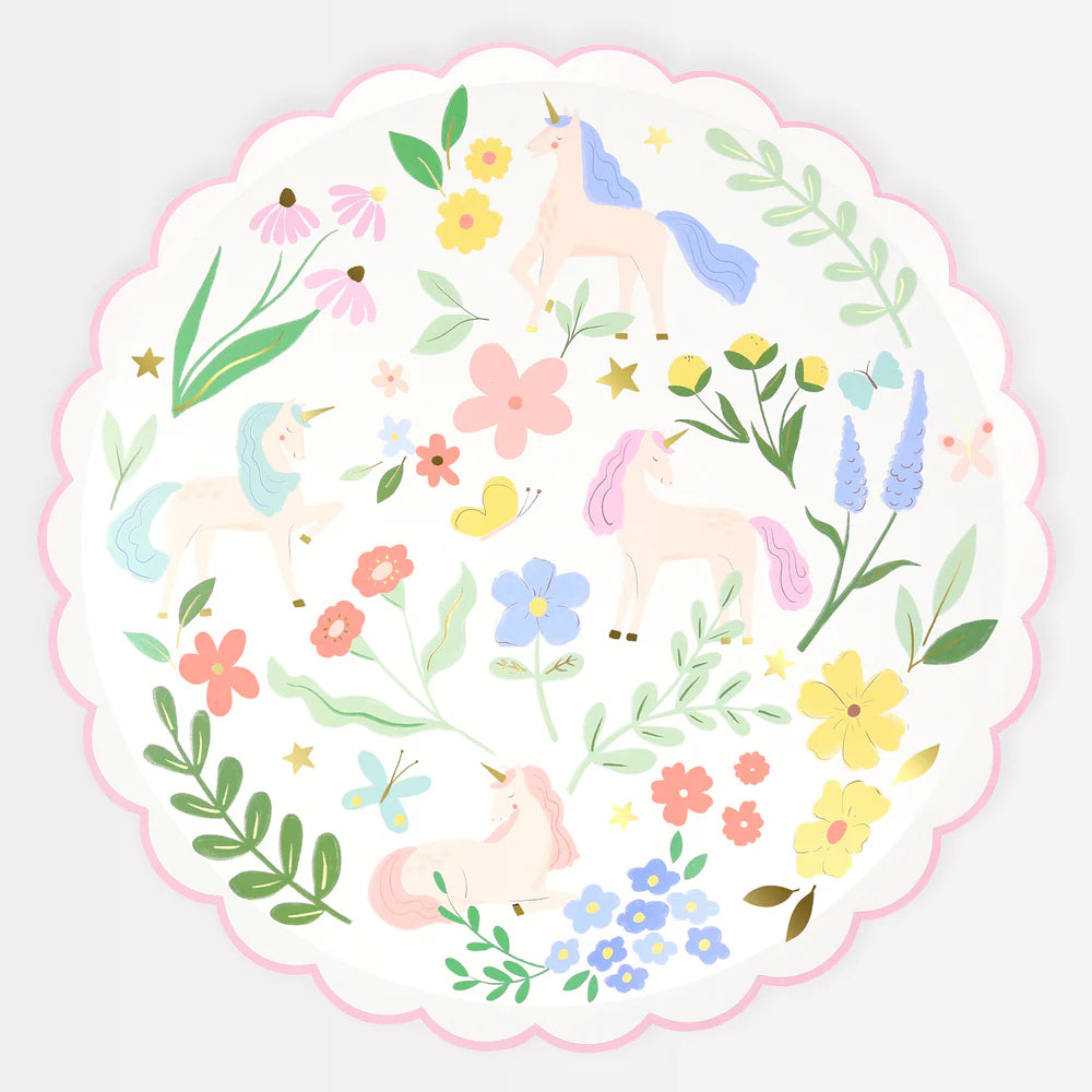 Meri Meri Meadow Unicorn Plates - 8 pack