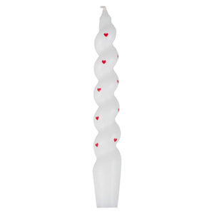 White Heart Pattern Twist Candles - 2 Pack
