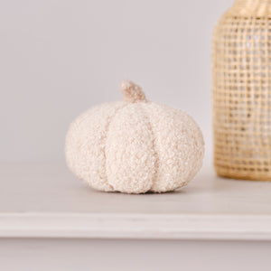 Small Cream Boucle Pumpkin Cushion Decoration