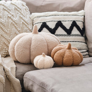 Small Cream Boucle Pumpkin Cushion Decoration