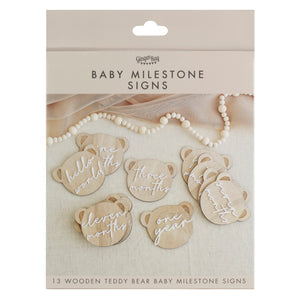 Wooden Teddy Bear Baby Inch stone Signs