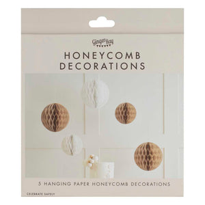Neutral Paper Honeycomb Decorations