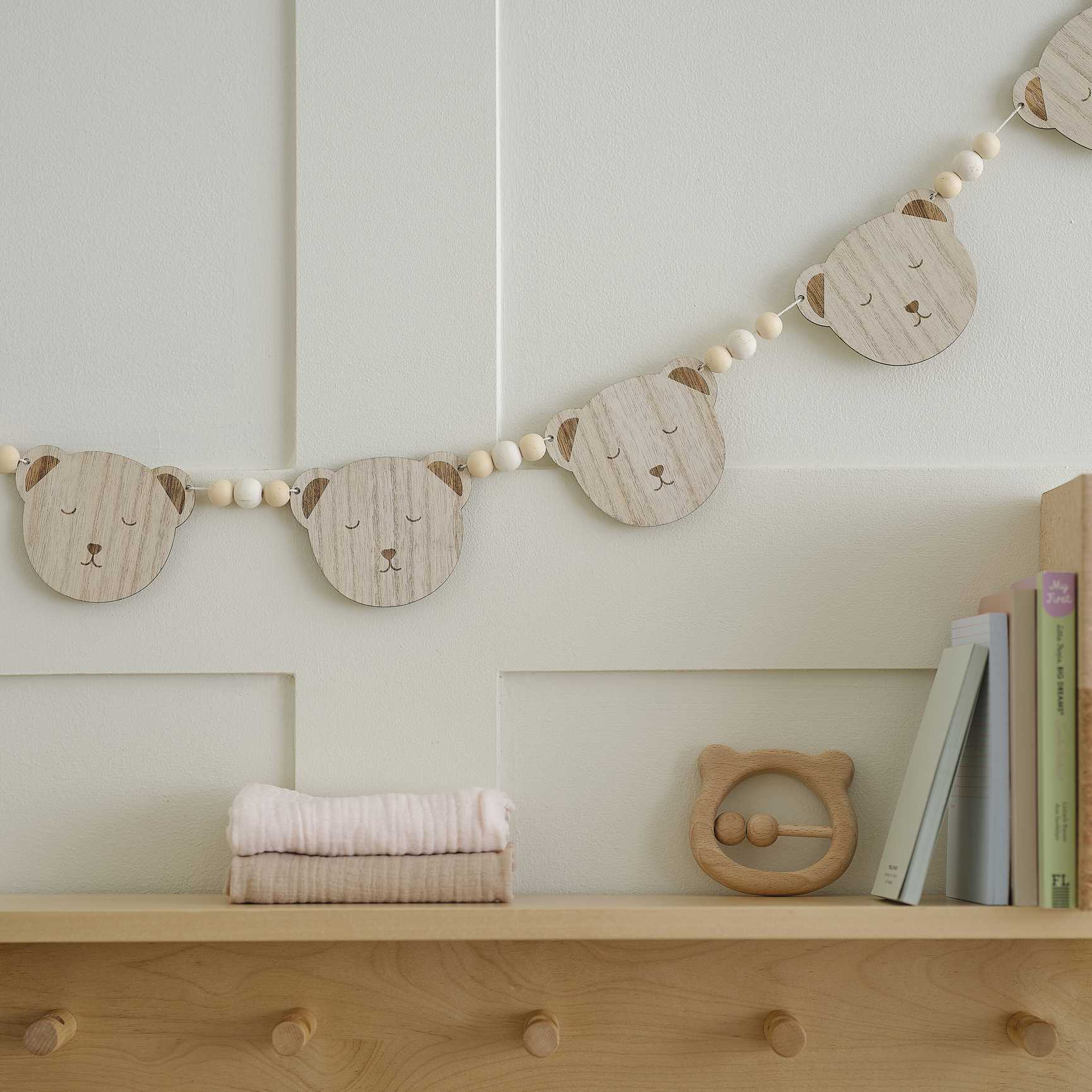 Wooden Teddy Bear Baby Shower Bunting